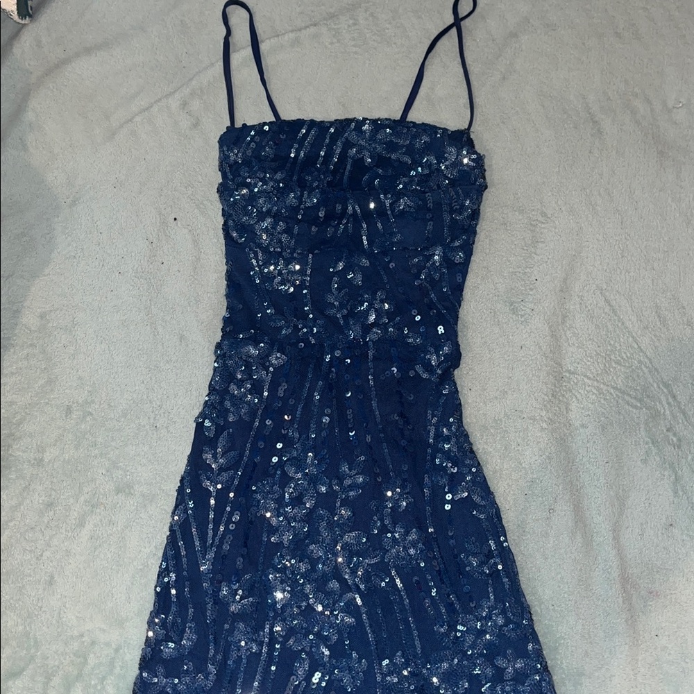 Windsor Blue Sequin hoco dress